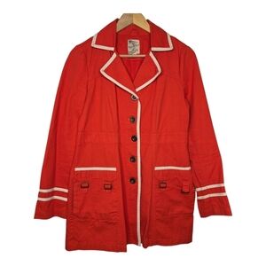 Tulle Womens Orange Vintage Style Retro Mod Cotton Statement Trench Coat Small